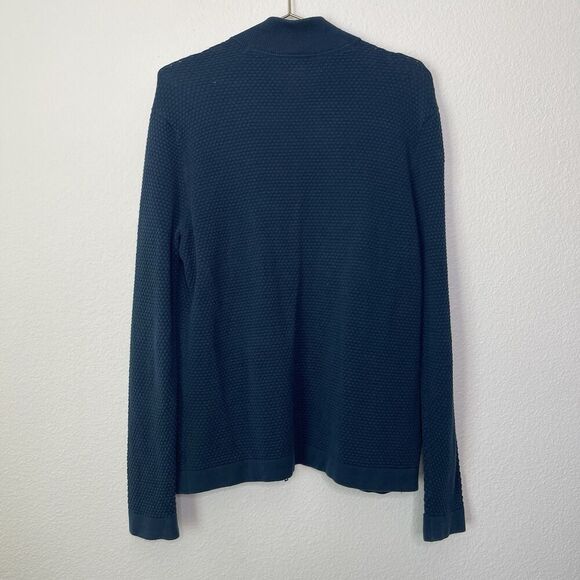 Theory Mens Zip Up Sweater Large Waffle Knit Udeval Breach Mock Neck Cardigan - Picture 10 of 11